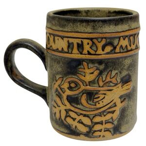 Vintage 70s Handmade Tremar UK Studio‎ Pottery Country Mug Bird In Nest Retro